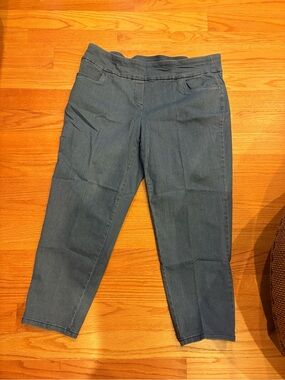 Alfred Dunner Dark Blue Cropped Pull-On Jeans